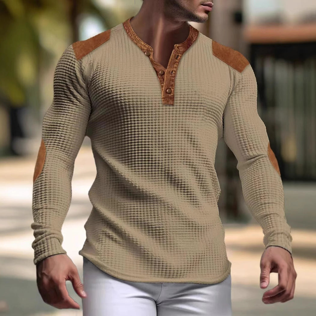 Herren Langarmshirt mit strukturiertem Design und Kontrastakzenten Echoarchiv