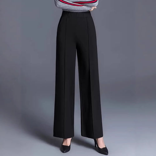 Damen Elegante hochtaillierte Palazzo-Hose mit Bügelfalte und weitem Bein Echoarchiv