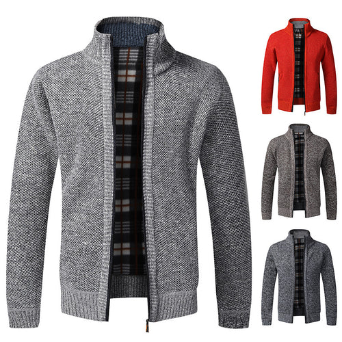 Herren modische Strickjacke mit hochgeschlossenem Kragen und praktischen Taschen Echoarchiv