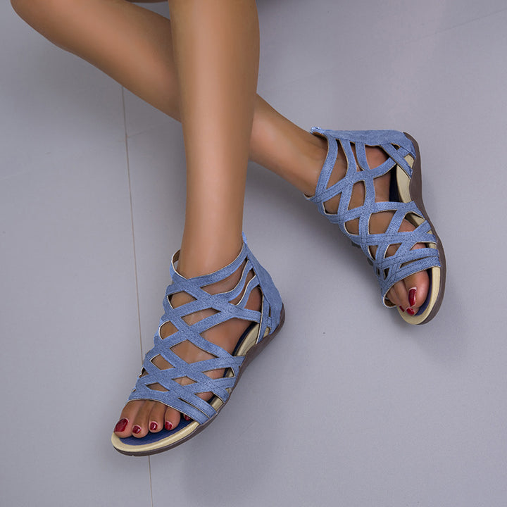 Damen  Riemchen-Sandalen mit geflochtenem Gitterdesign, gepolstertem Komfortfußbett und praktischem Fersenreißverschluss Echo Archiv