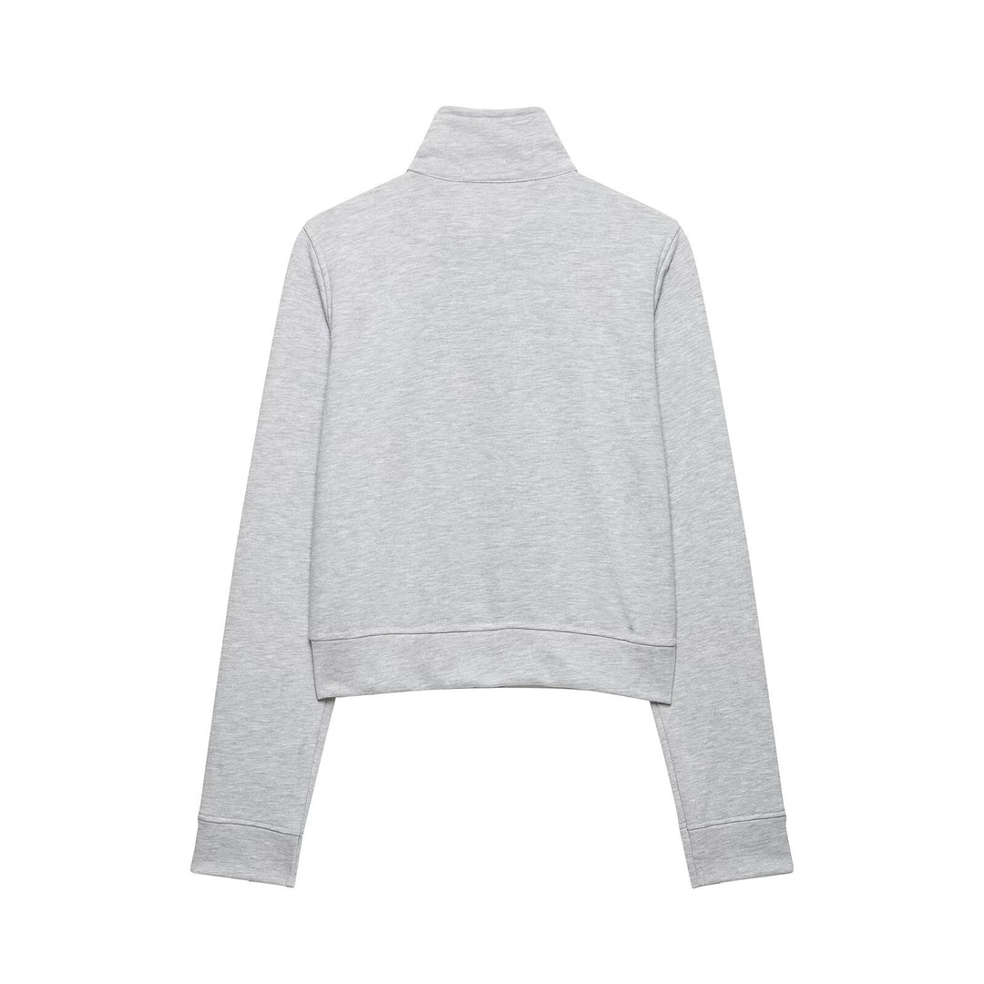 Damen Cropped-Sweatjacke mit Stehkragen und dekorativer Zierknopfleiste Echo Archiv