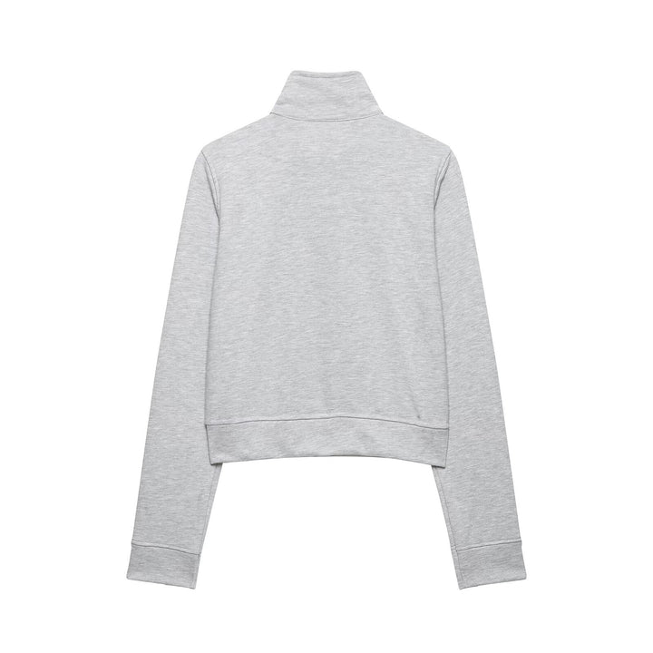 Damen Cropped-Sweatjacke mit Stehkragen und dekorativer Zierknopfleiste Echo Archiv