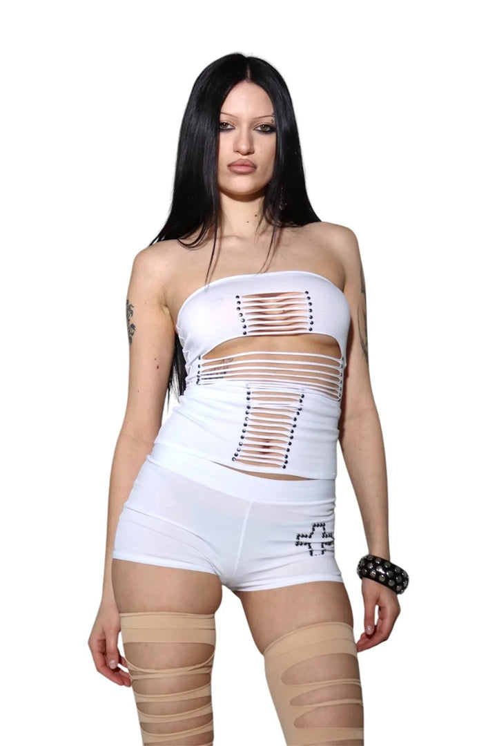 Damen Crop-Top und Shorts-Set mit raffinierten Cut-Outs Echo Archiv