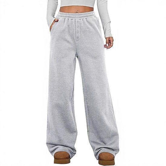 Damen Hochtaillierte Fleece-Loungehose mit weitem Bein Echo Archiv