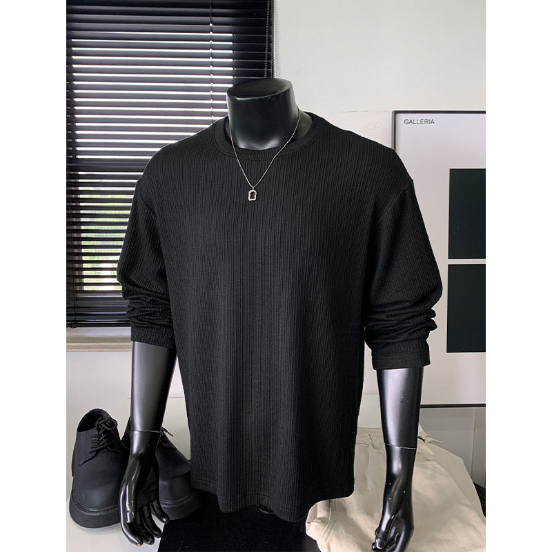 Herren Geripptes Langarmshirt aus Feinstrick mit Rundhalsausschnitt Echo Archiv