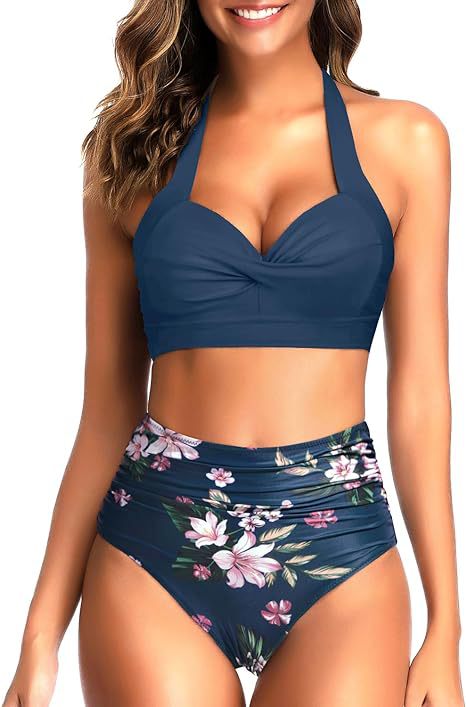 Damen Hochgeschnittener Bikini mit raffiniertem Oberteil Echo Archiv