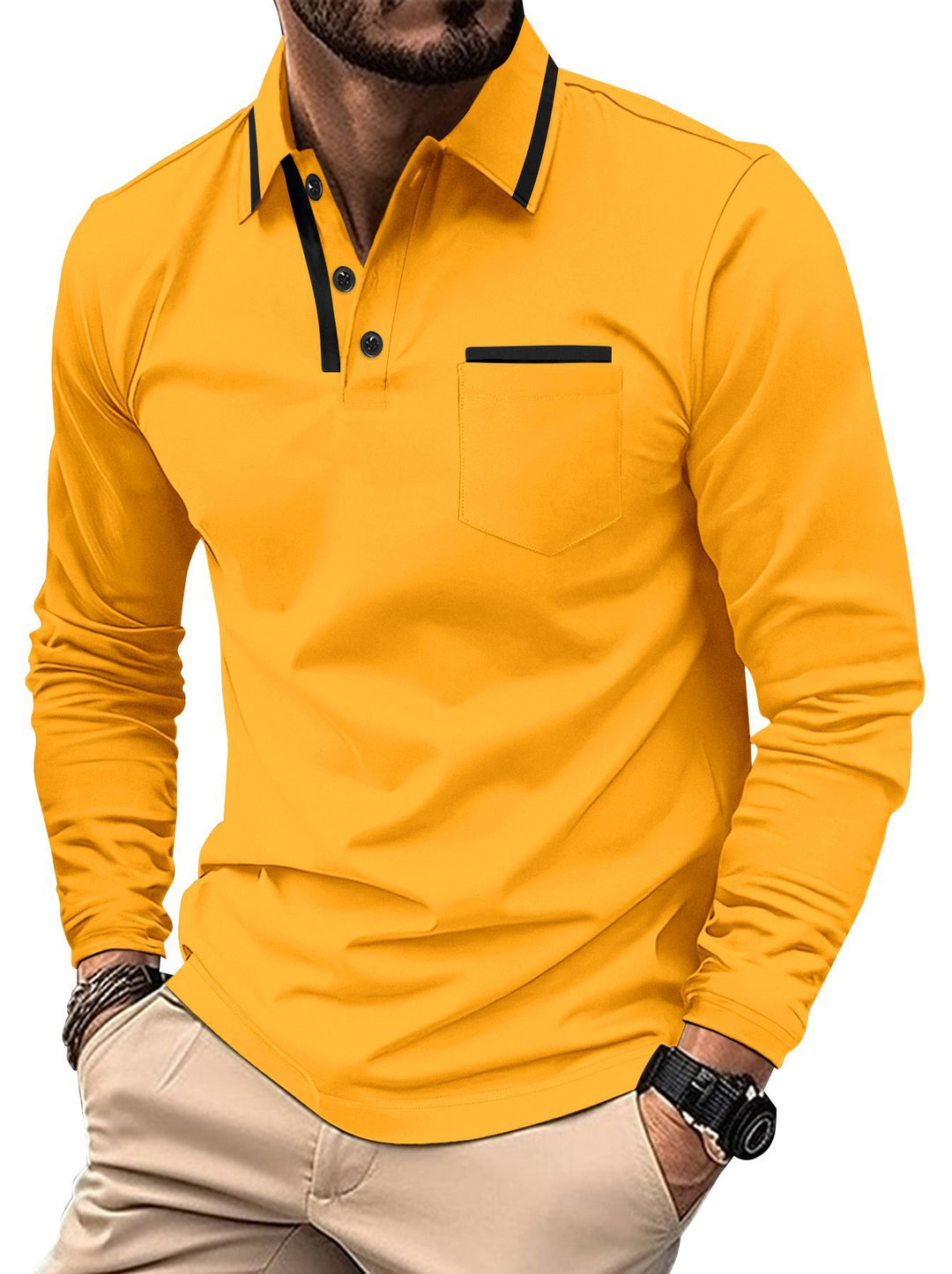 Herren Langarm Poloshirt mit modernem Design Echoarchiv