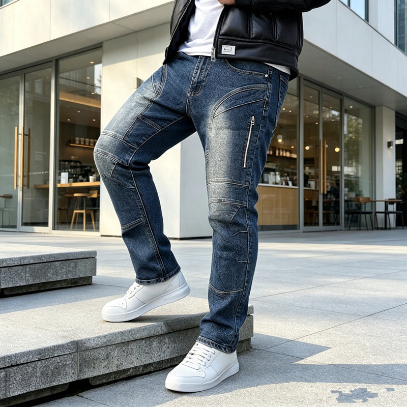 Herren Modische Cargo-Jeans mit Reißverschluss Echoarchiv