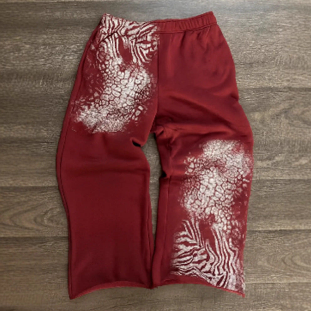 Damen nan lockere Sweathose mit asymmetrischem Animal-Print, elastischem Komfortbund und geradem Bein Echo Archiv