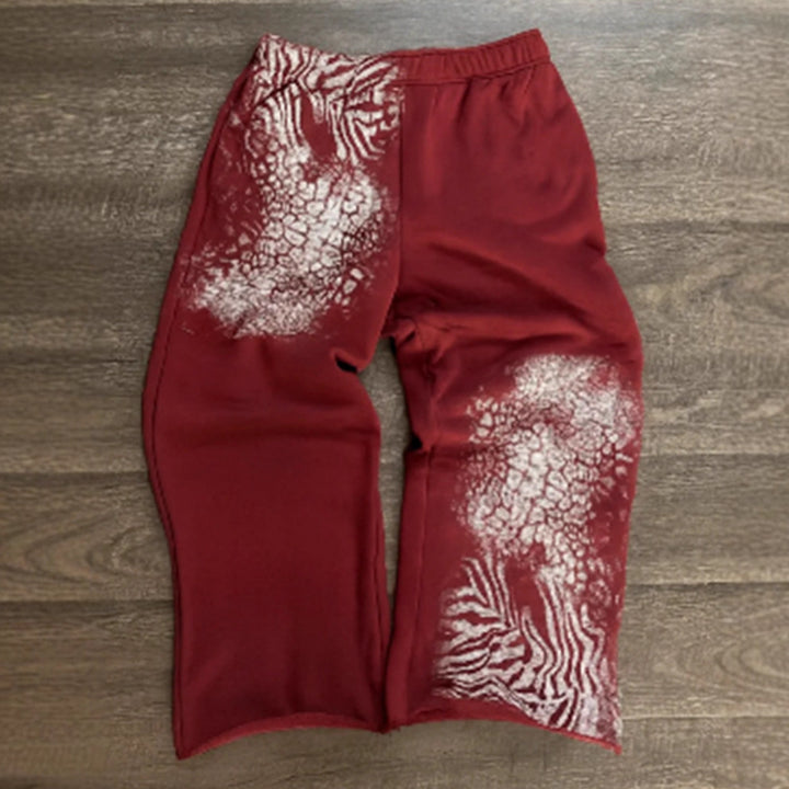 Damen nan lockere Sweathose mit asymmetrischem Animal-Print, elastischem Komfortbund und geradem Bein Echo Archiv