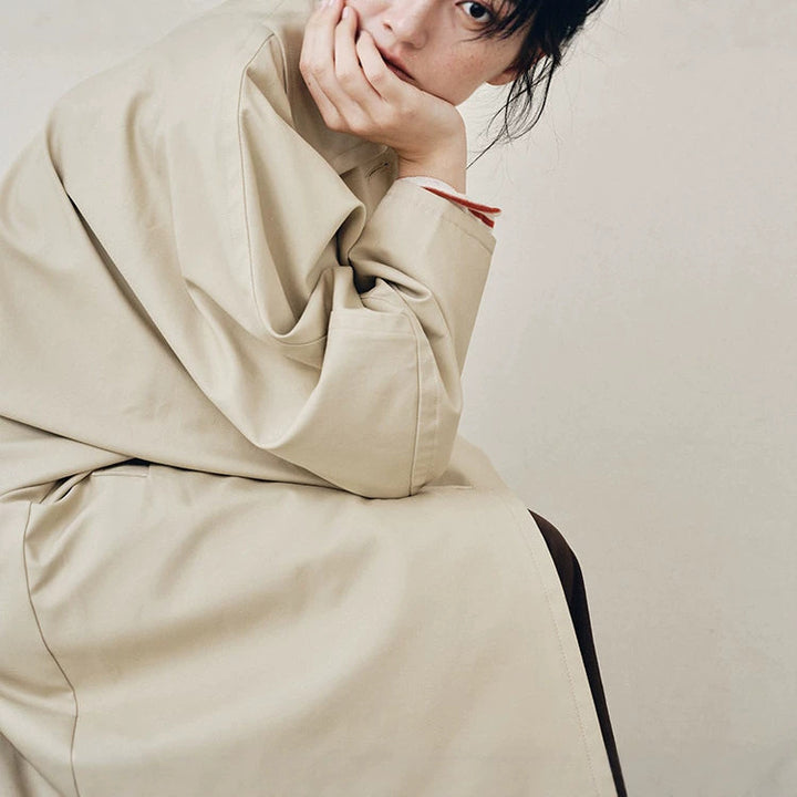 Damen Eleganter Trenchcoat mit Doppelreiher Echoarchiv