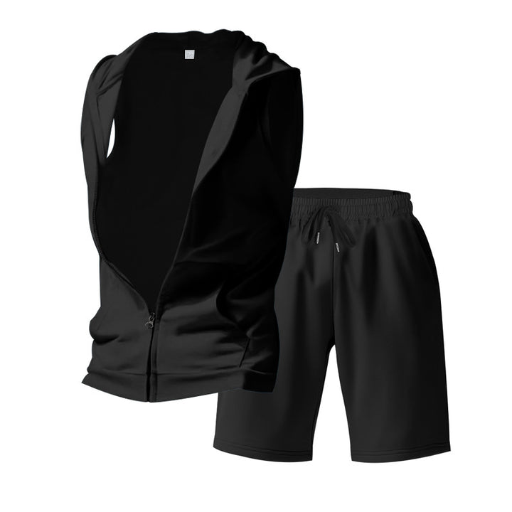 Herren sportliches Set aus ärmelloser Jacke und kurzer Hose Echoarchiv