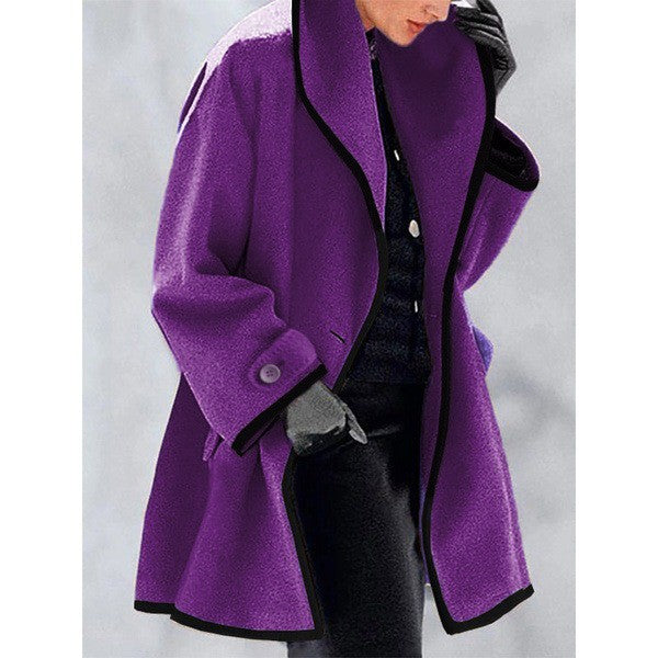 Damen nan oversize Bouclé Wollmix Mantel mit kontrastpaspeln und umgeschlagenem Kragen Echo Archiv