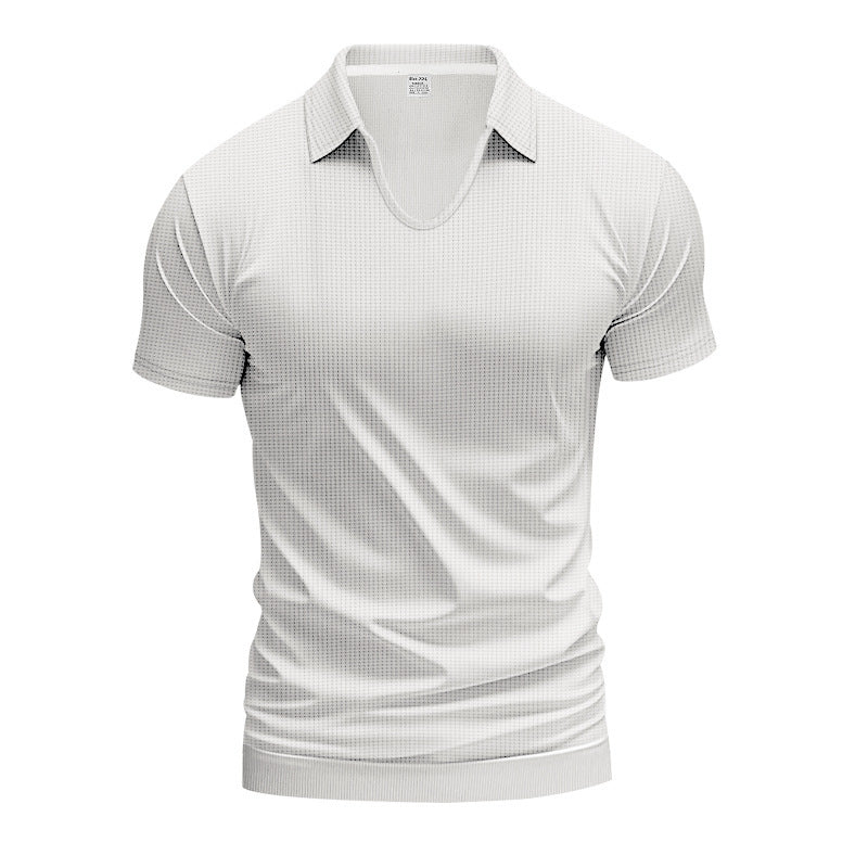Herren kurzärmeliges Poloshirt mit strukturiertem Wabenmuster und modernem Schnitt Echoarchiv
