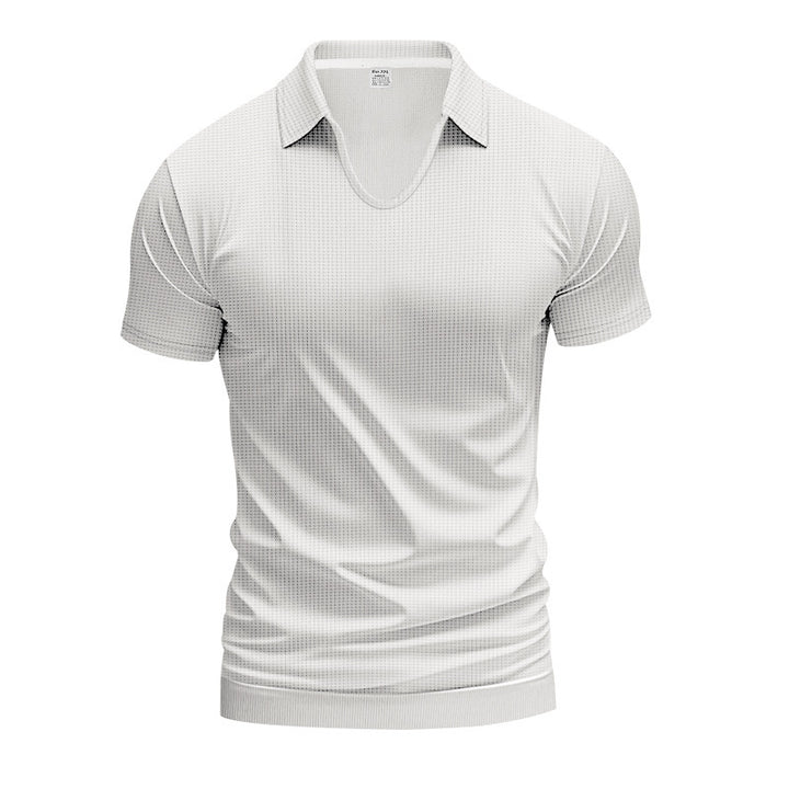 Herren kurzärmeliges Poloshirt mit strukturiertem Wabenmuster und modernem Schnitt Echoarchiv