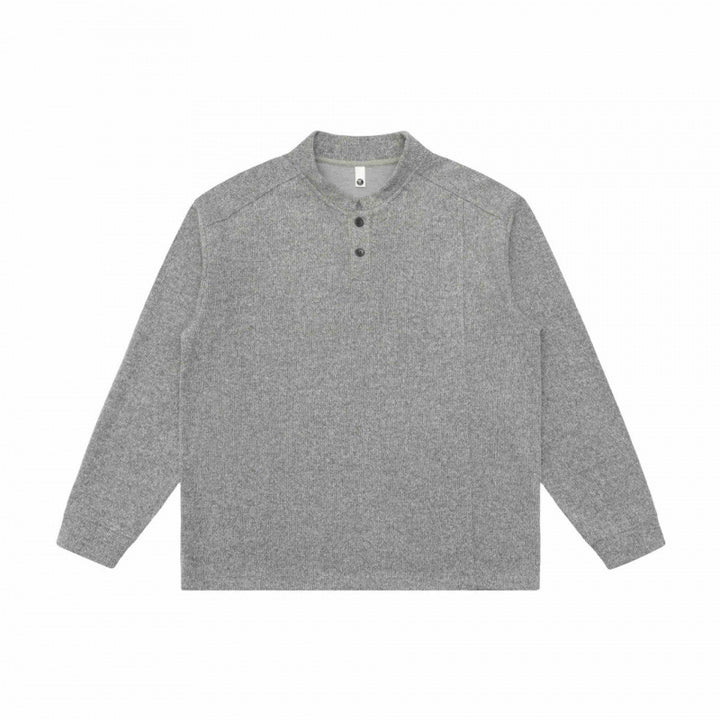 Unisex Feinstruktur-Henley-Strickpullover mit Raglanärmeln und Relaxed-Schnitt Echo Archiv