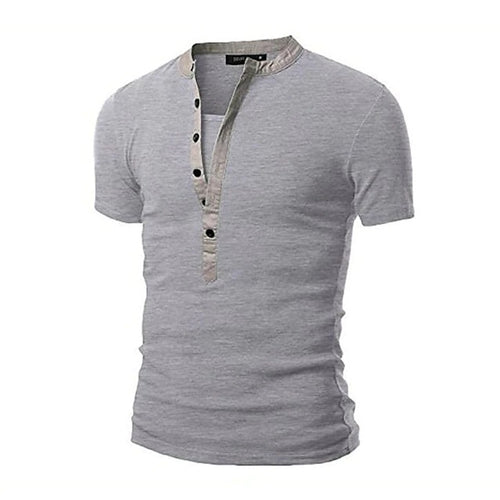 Herren Kurzarm-Henley-Shirt mit dekorativer Knopfleiste Echoarchiv