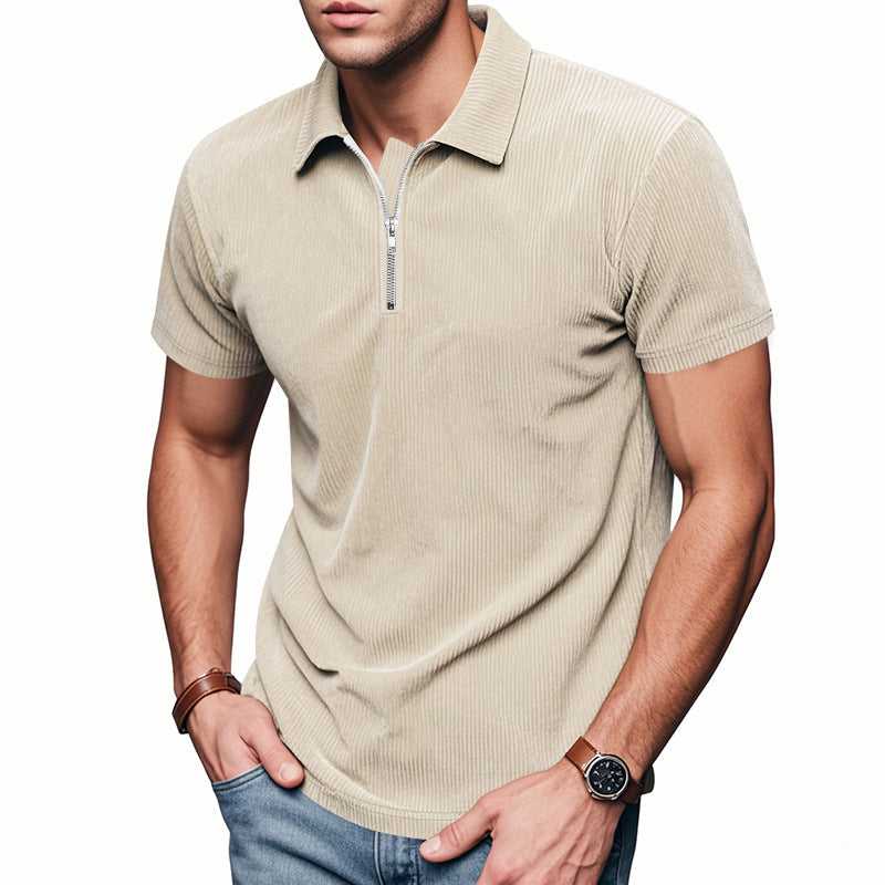 Herren sportliches Kurzarmpoloshirt mit Reißverschluss Echoarchiv