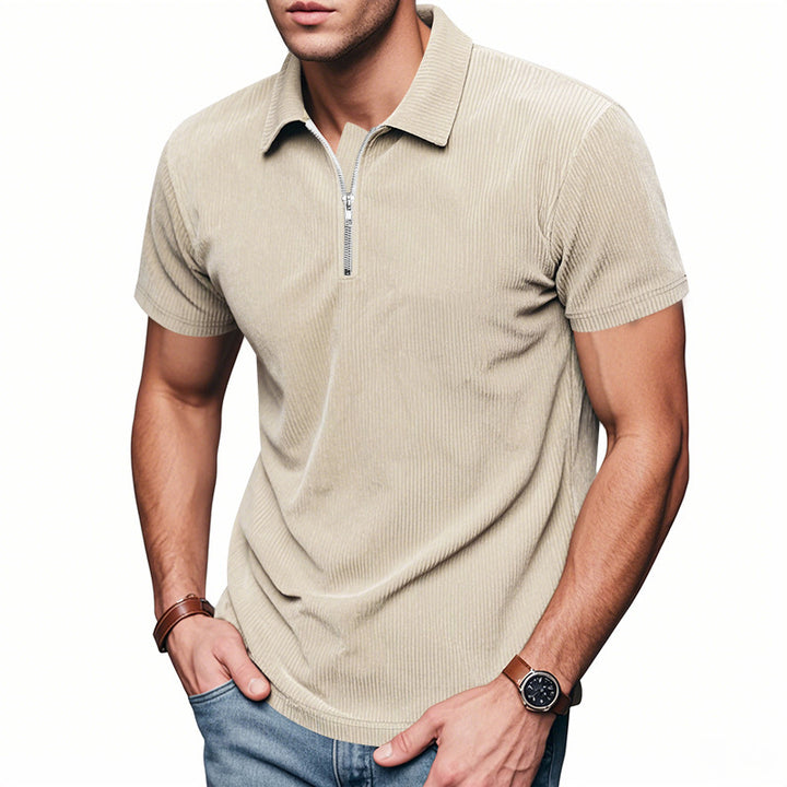 Herren sportliches Kurzarmpoloshirt mit Reißverschluss Echoarchiv