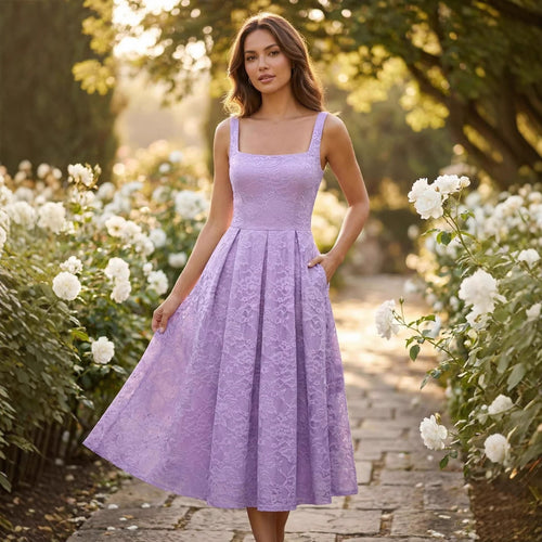 Damen Spitzen-Maxikleid im A-Linien-Stil mit tiefem Ausschnitt und taillierter Silhouette Echo Archiv