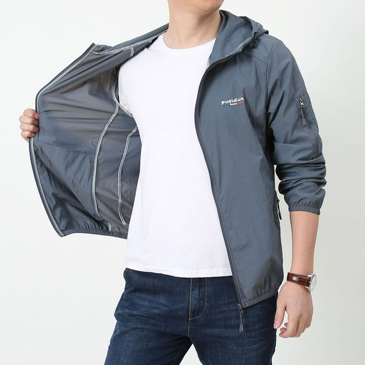 Herren Leichte Windbreaker-Jacke mit verstellbarer Kapuze Echo Archiv 1787797828