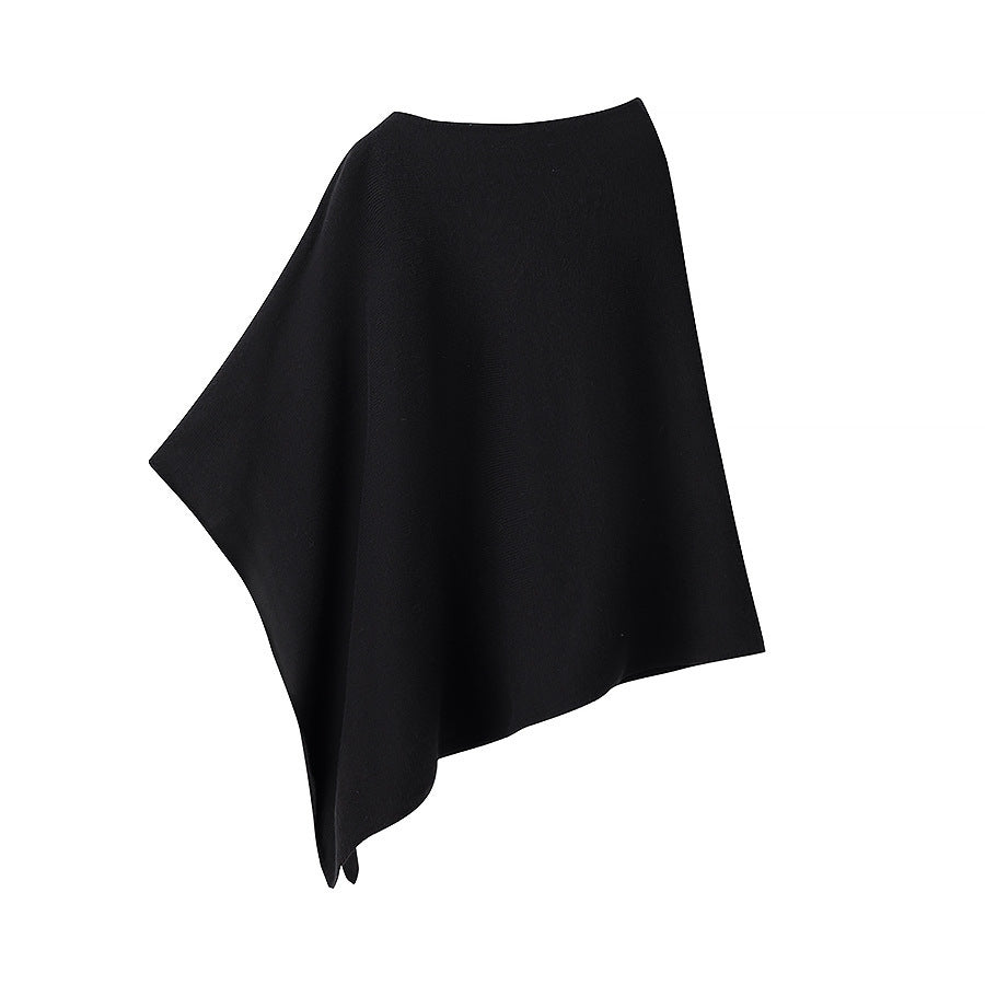 Damen Leichter Strickponcho mit asymmetrischem Saum und U-Boot-Ausschnitt Echo Archiv