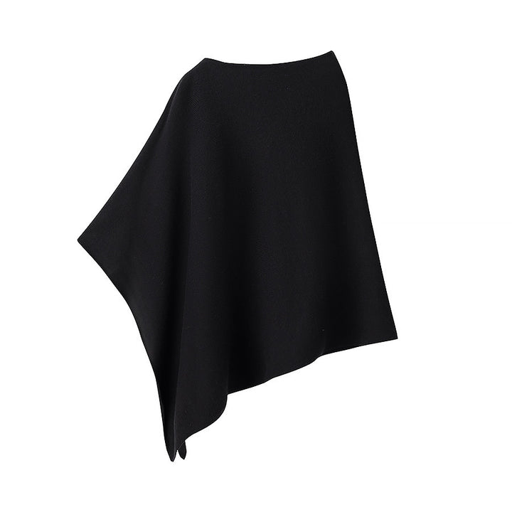 Damen Leichter Strickponcho mit asymmetrischem Saum und U-Boot-Ausschnitt Echo Archiv