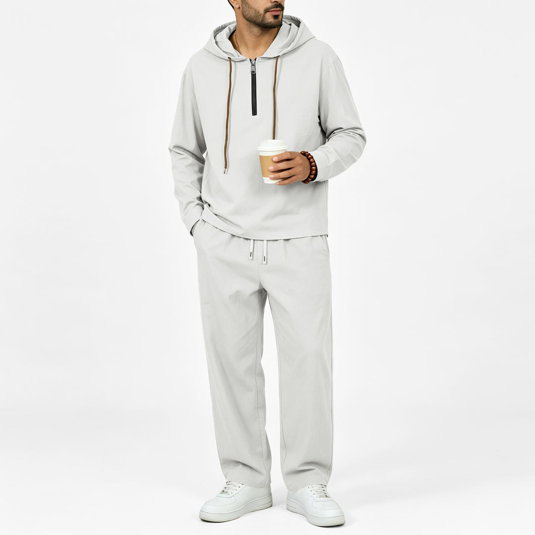 Herren Leichter Halbzip-Kapuzenpullover im Relaxed-Fit mit Kordelzug Echoarchiv