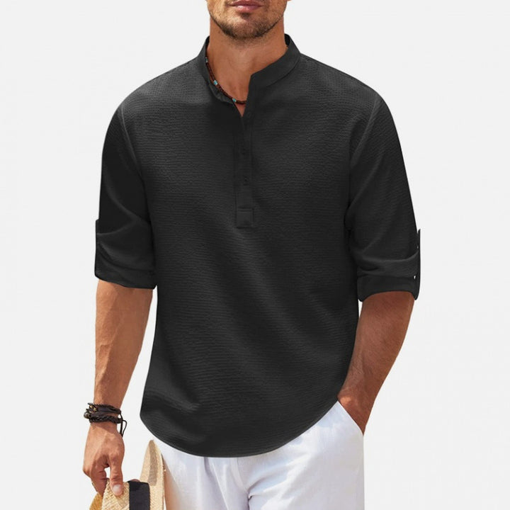 Herren lässiges Hemd mit Knopfleiste und strukturiertem Design Echoarchiv