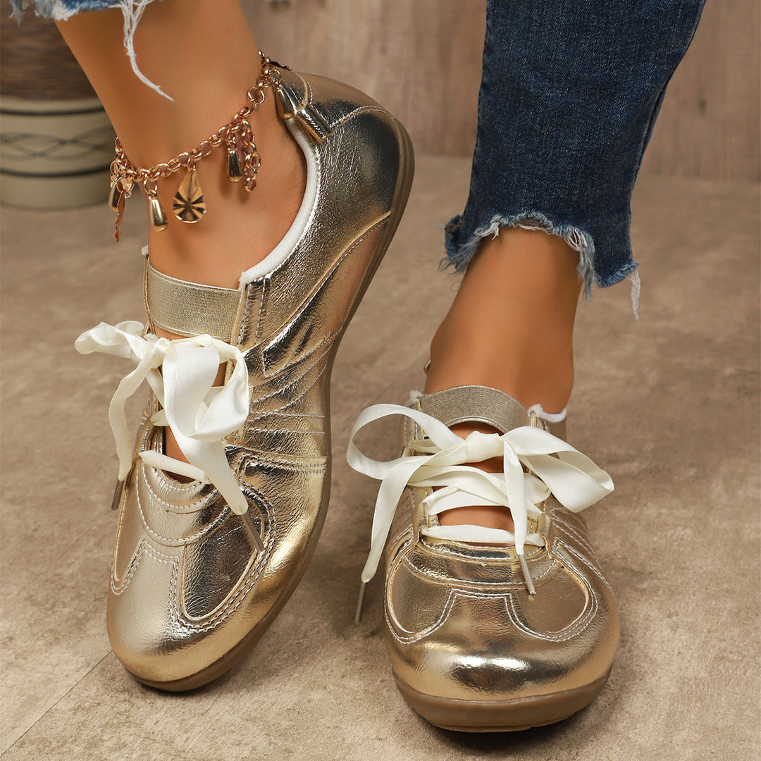 Damen Sportliche Sneaker mit glänzendem Metallic-Obermaterial und bequemer Schnürung Echo Archiv
