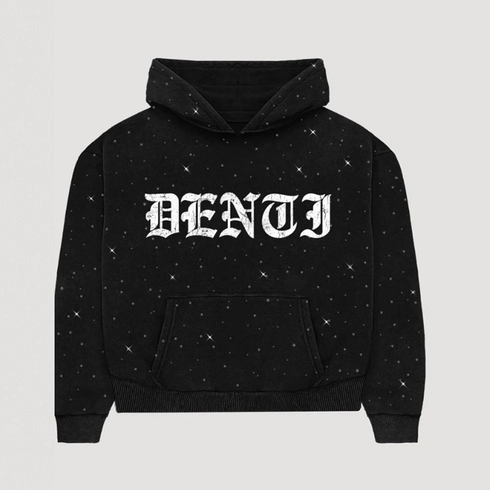 Damen nan weite Sweathose mit Sternenallover, Gothic-Logoprint, elastischem Bund und Eingrifftaschen Echo Archiv