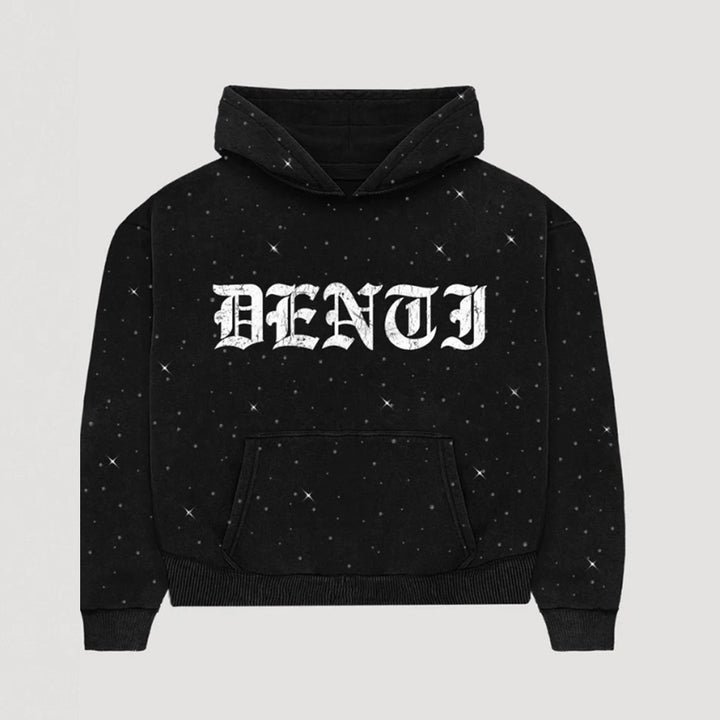 Damen nan weite Sweathose mit Sternenallover, Gothic-Logoprint, elastischem Bund und Eingrifftaschen Echo Archiv