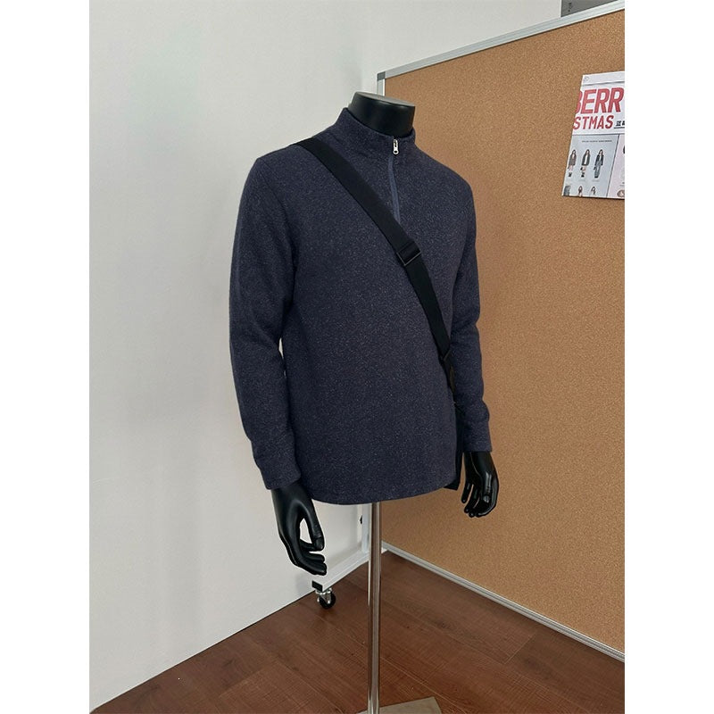 Herren Halbzip-Strickpullover mit Stehkragen und melierter Struktur Echo Archiv