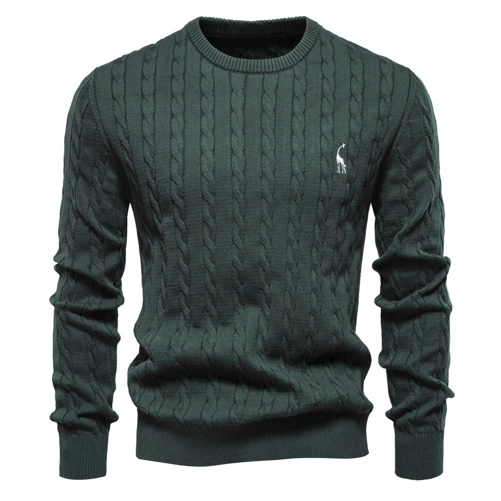 Herren Strickpullover mit Zopfmuster und Rundhalsausschnitt Echoarchiv