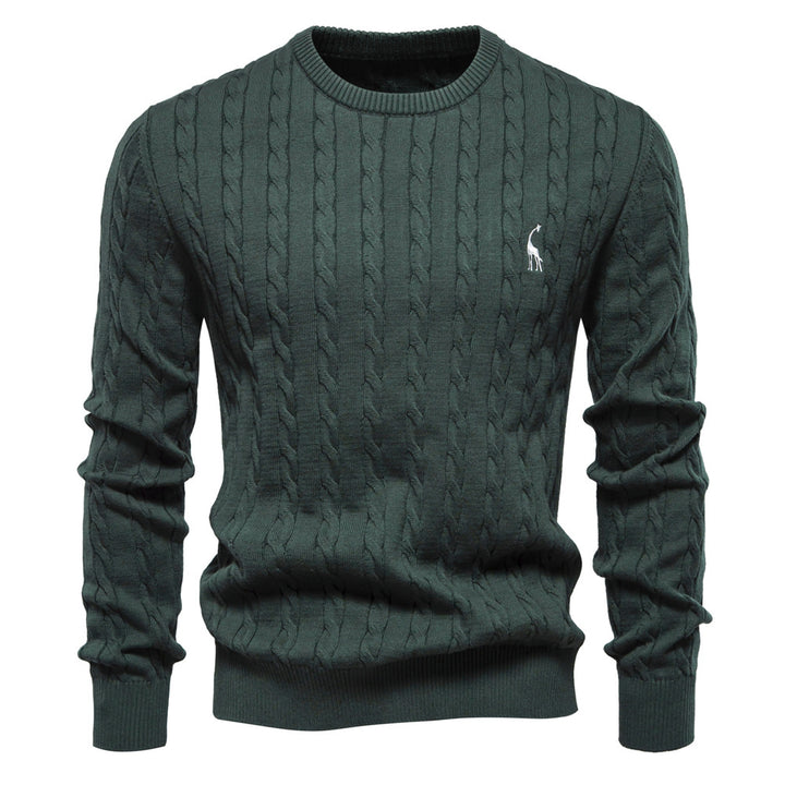 Herren Strickpullover mit Zopfmuster und Rundhalsausschnitt Echoarchiv