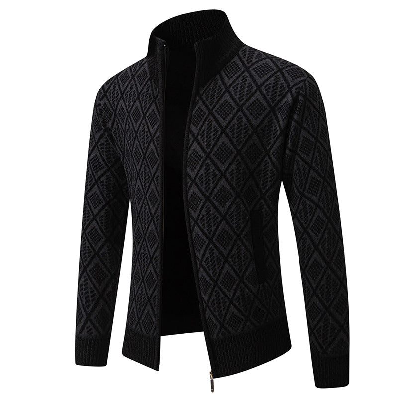 Herren Strickjacke mit strukturiertem Design und hohem Kragen Echoarchiv