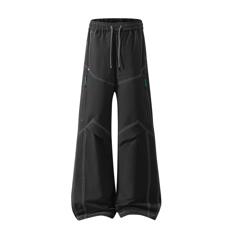 Herren Weite Cargo‑Hose mit Tunnelzugbund, Utility‑Nähten und Reißverschluss‑Taschen Echo Archiv