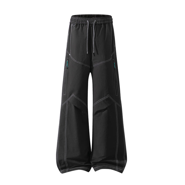 Herren Weite Cargo‑Hose mit Tunnelzugbund, Utility‑Nähten und Reißverschluss‑Taschen Echo Archiv