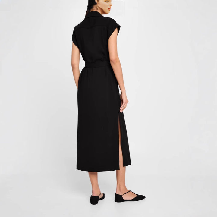 Damen Ärmelloses Doppelreiher-Midikleid mit Trench-Gürtel Echoarchiv