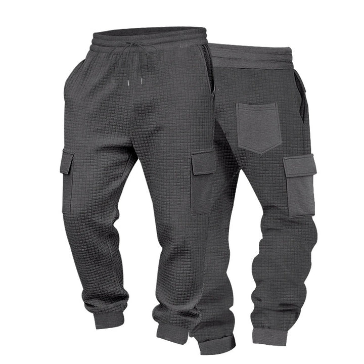 Herren Texturierte Waffel-Cargo-Jogginghose mit elastischem Bund und Multifunktions-Taschendesign Echoarchiv