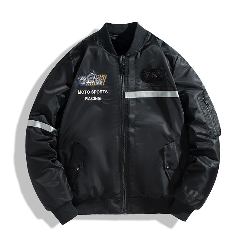 Herren Bomberjacke im Fliegerjackenstil mit reflektierenden Streifen, Utility‑Taschen und leichter Thermofütterung Echoarchiv