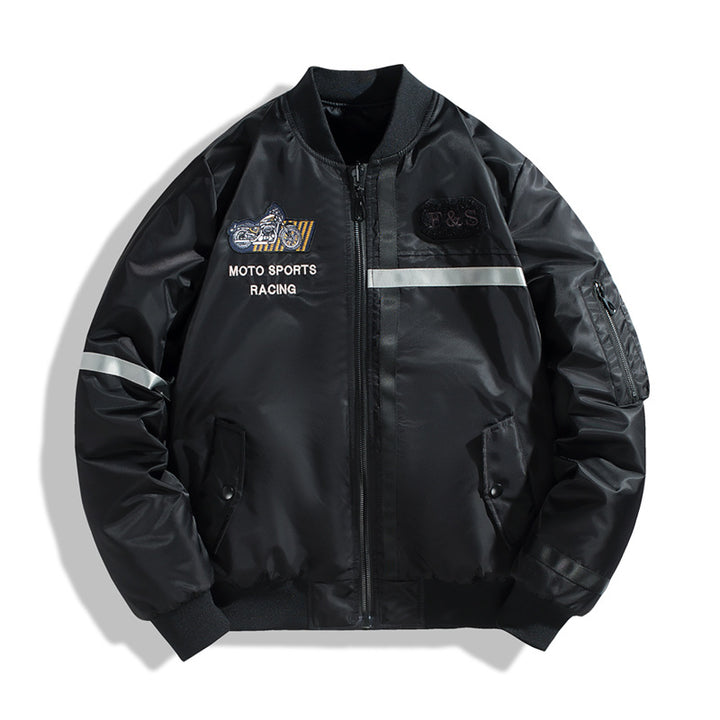 Herren Bomberjacke im Fliegerjackenstil mit reflektierenden Streifen, Utility‑Taschen und leichter Thermofütterung Echoarchiv