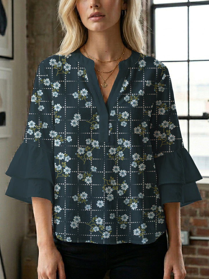 Damen Bluse mit voluminösen Ärmeln und floralem Design Echo Archiv