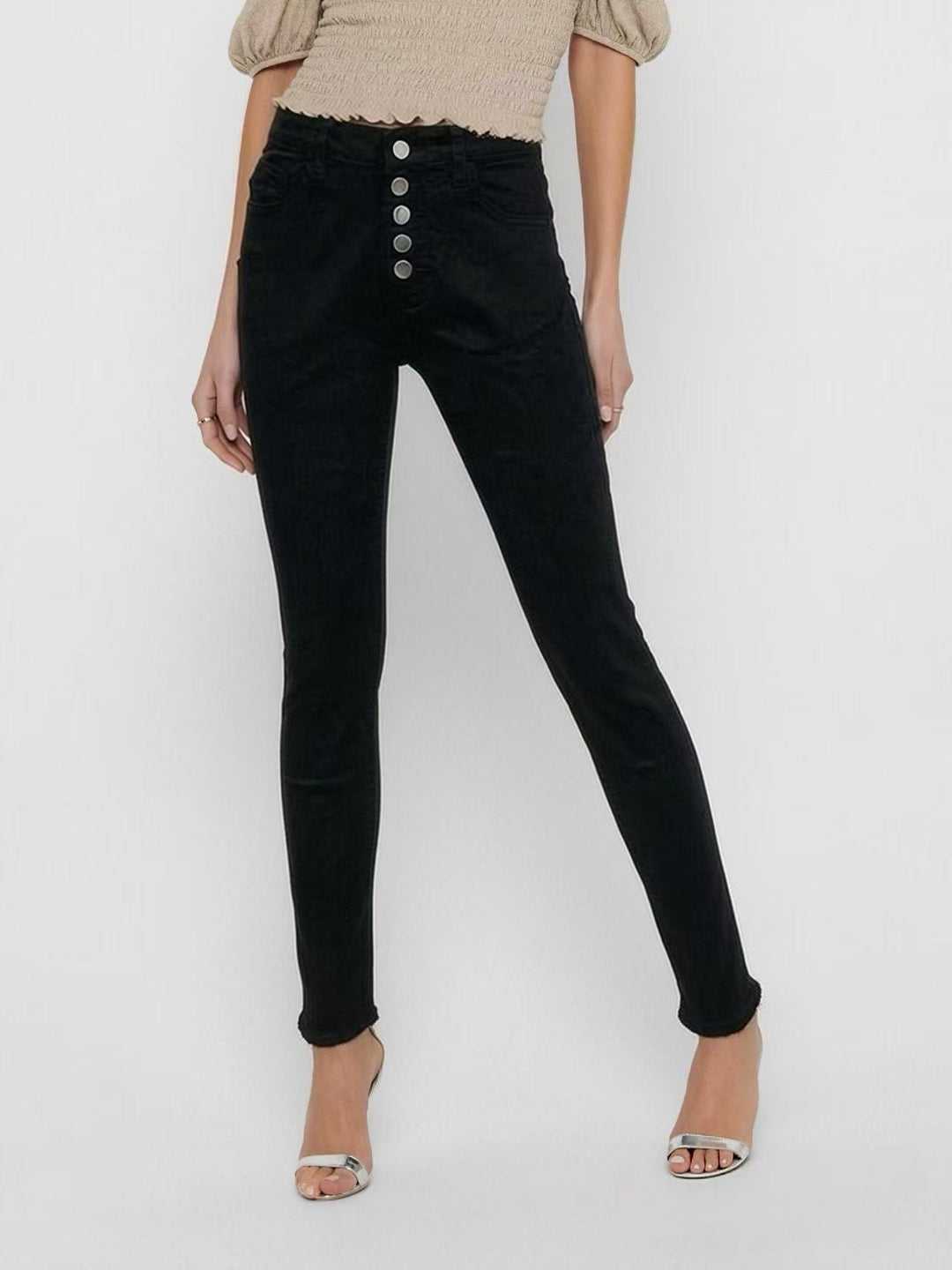 Damen Slim-Fit Jeans mit eleganter Knopfleiste und hohem Bund Echo Archiv