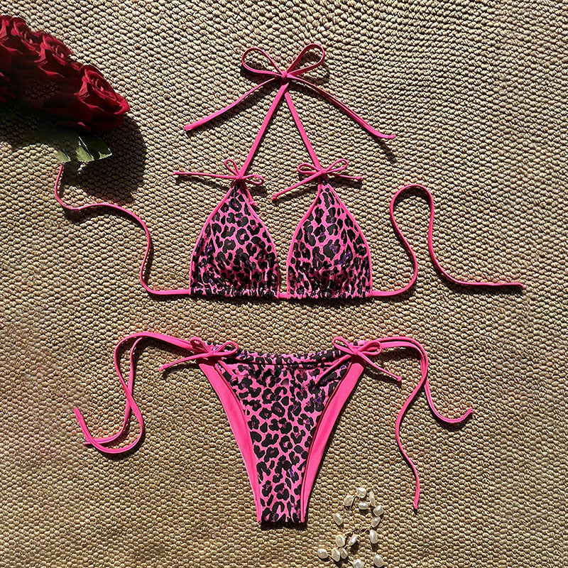 Damen Triangel-Bikini mit verspieltem Animal-Print und eleganten Bindebändern Echo Archiv
