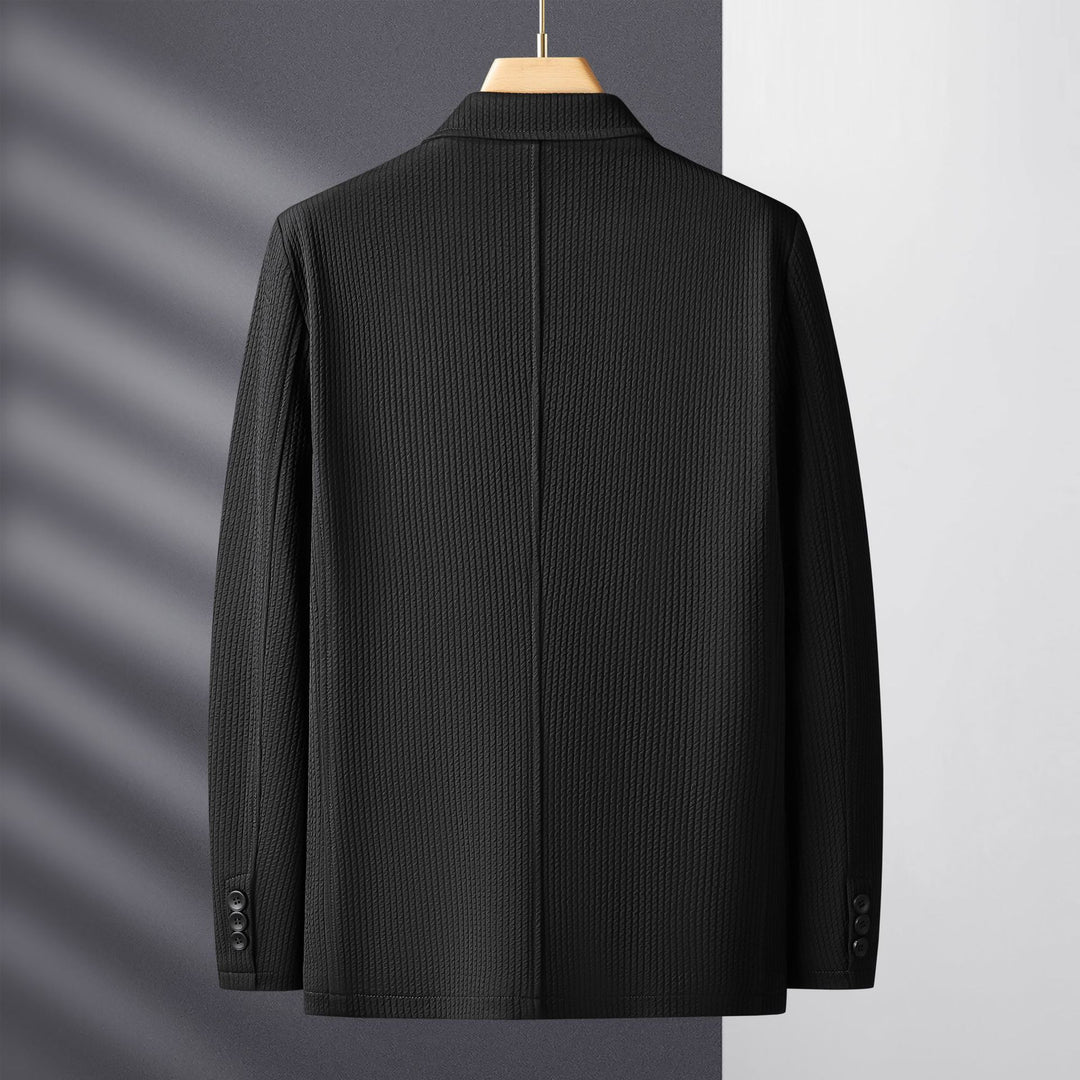 Herren Strukturierter Strickblazer mit Strukturmuster und aufgesetzten Taschen Echoarchiv