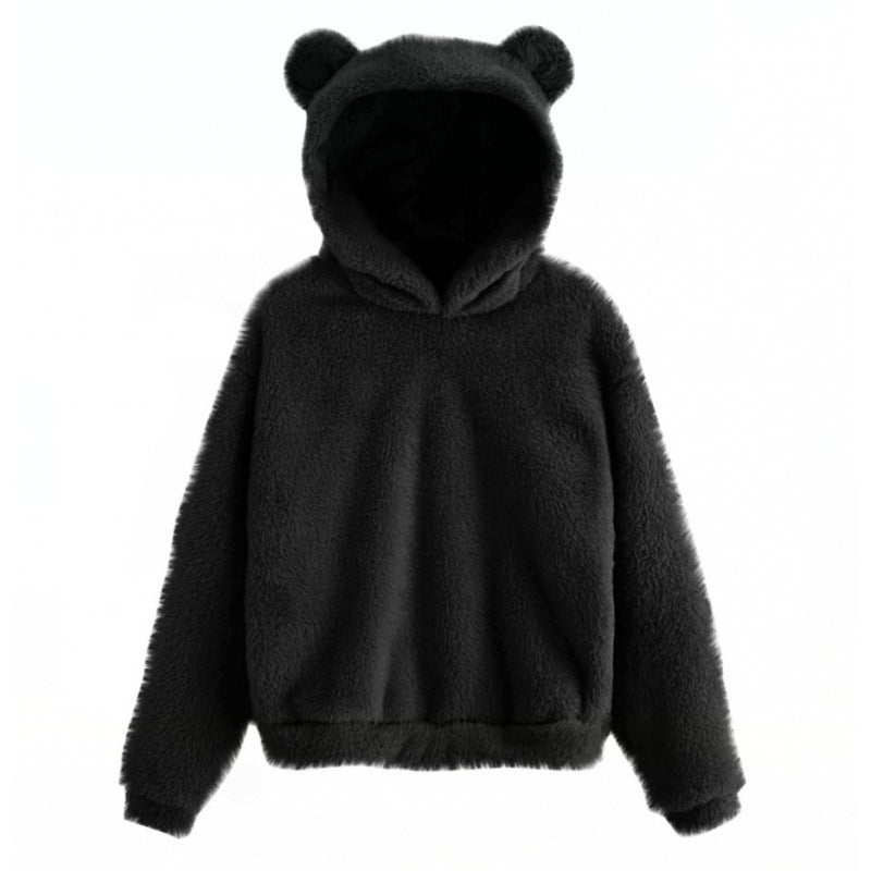 Damen Kuscheliger Teddy-Fleece-Hoodie mit Bärenohren und Oversize-Passform Echo Archiv