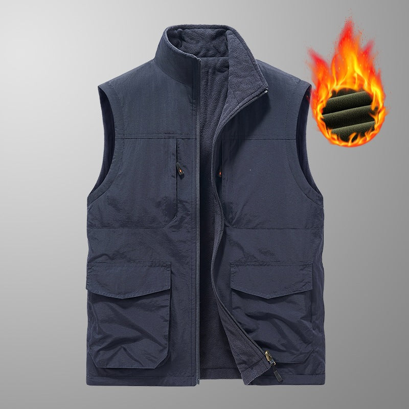 Herren Utility‑Weste mit Multi‑Taschen, Stehkragen & atmungsaktivem Mesh‑Futter Echoarchiv