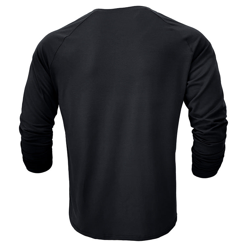 Herren Langarm-Henley-Shirt mit strukturierter Oberflächenbeschaffenheit Echoarchiv