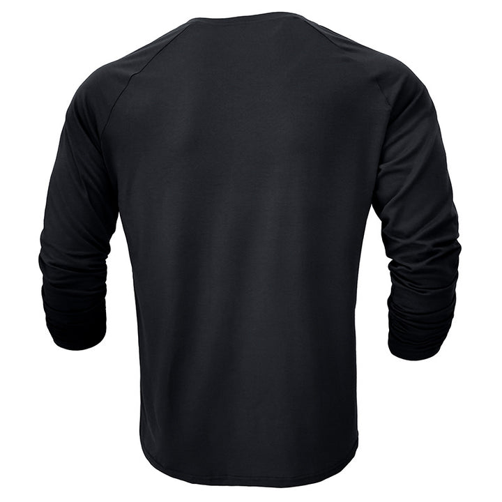 Herren Langarm-Henley-Shirt mit strukturierter Oberflächenbeschaffenheit Echoarchiv